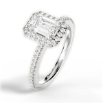 Joanne Emerald Cut Lab Grown Diamond 18Kt White Gold Engagement Ring - View 2