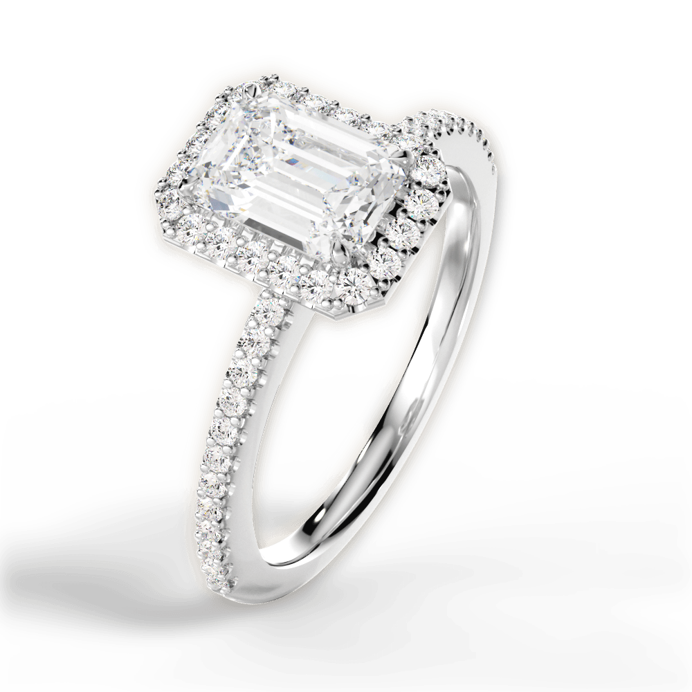 Joanne Emerald Cut Lab Grown Diamond Platinum Engagement Ring - View 2