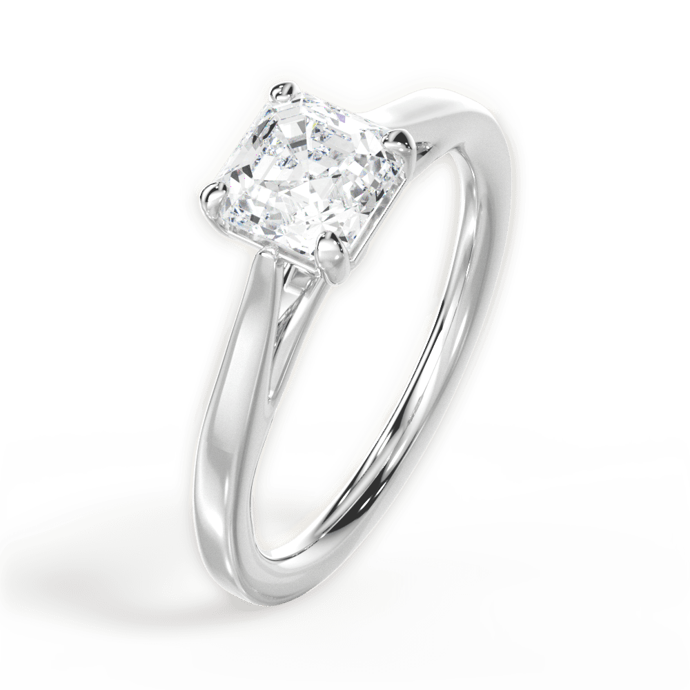 Angie Asscher Cut Lab Grown Diamond Platinum Engagement Ring - View 3