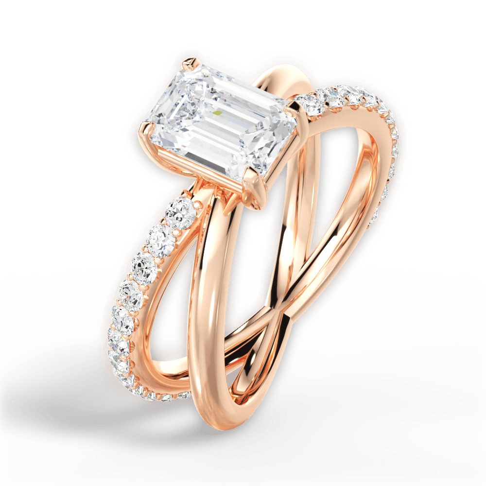 Jennifer Emerald Cut Lab Grown Diamond 18Kt Rose Gold Engagement Ring - View 3