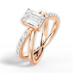 Jennifer Emerald Cut Lab Grown Diamond 18Kt Rose Gold Engagement Ring - View 3