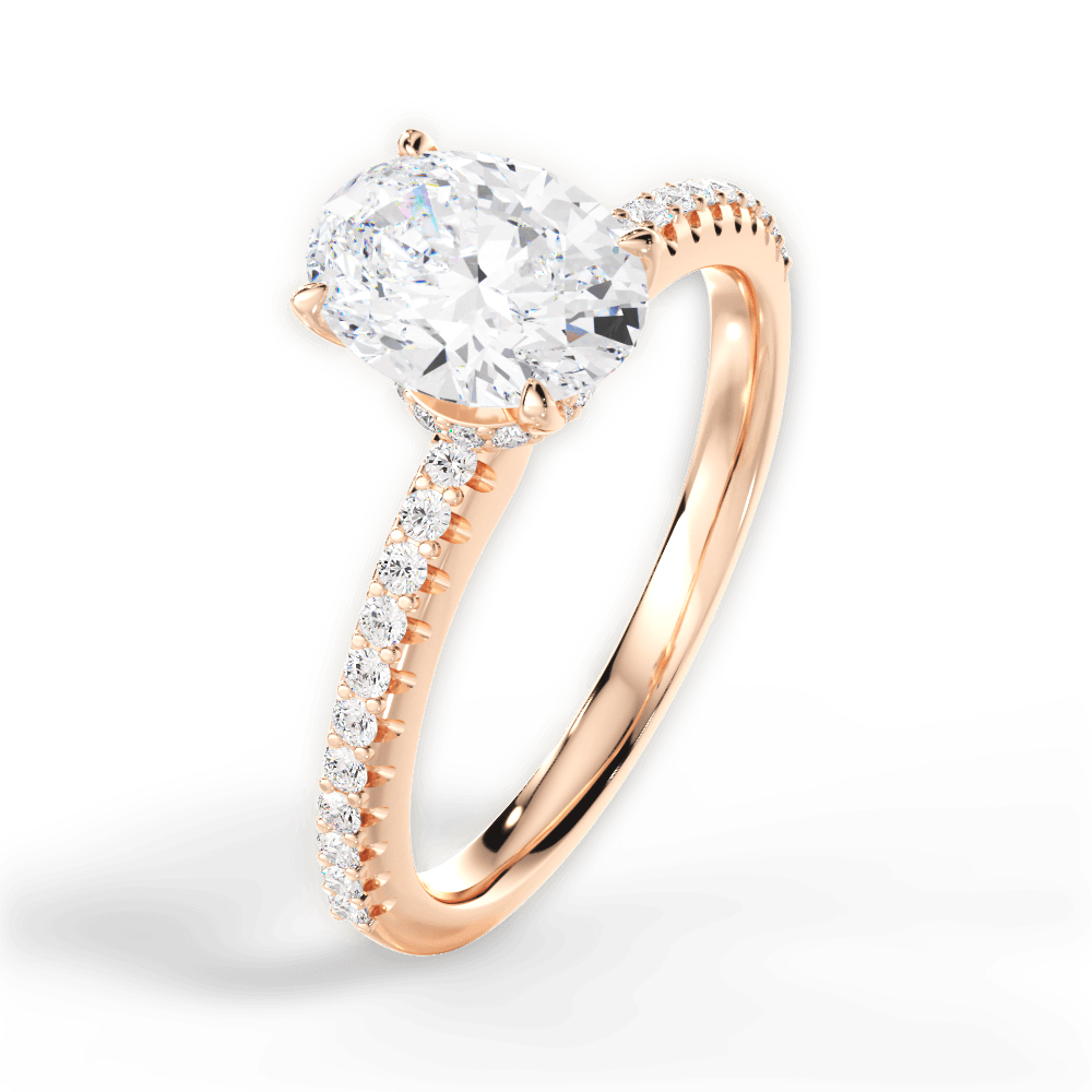 Giselle Oval Cut Lab Grown Diamond 18Kt Rose Gold Engagement Ring - View 4