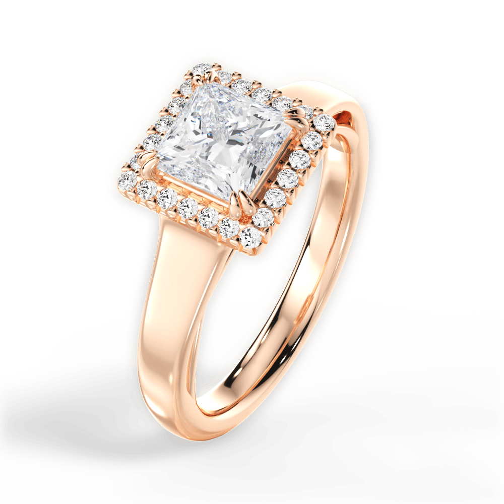 Jasmin Princess Cut Lab Grown Diamond 18Kt Rose Gold Engagement Ring - View 2
