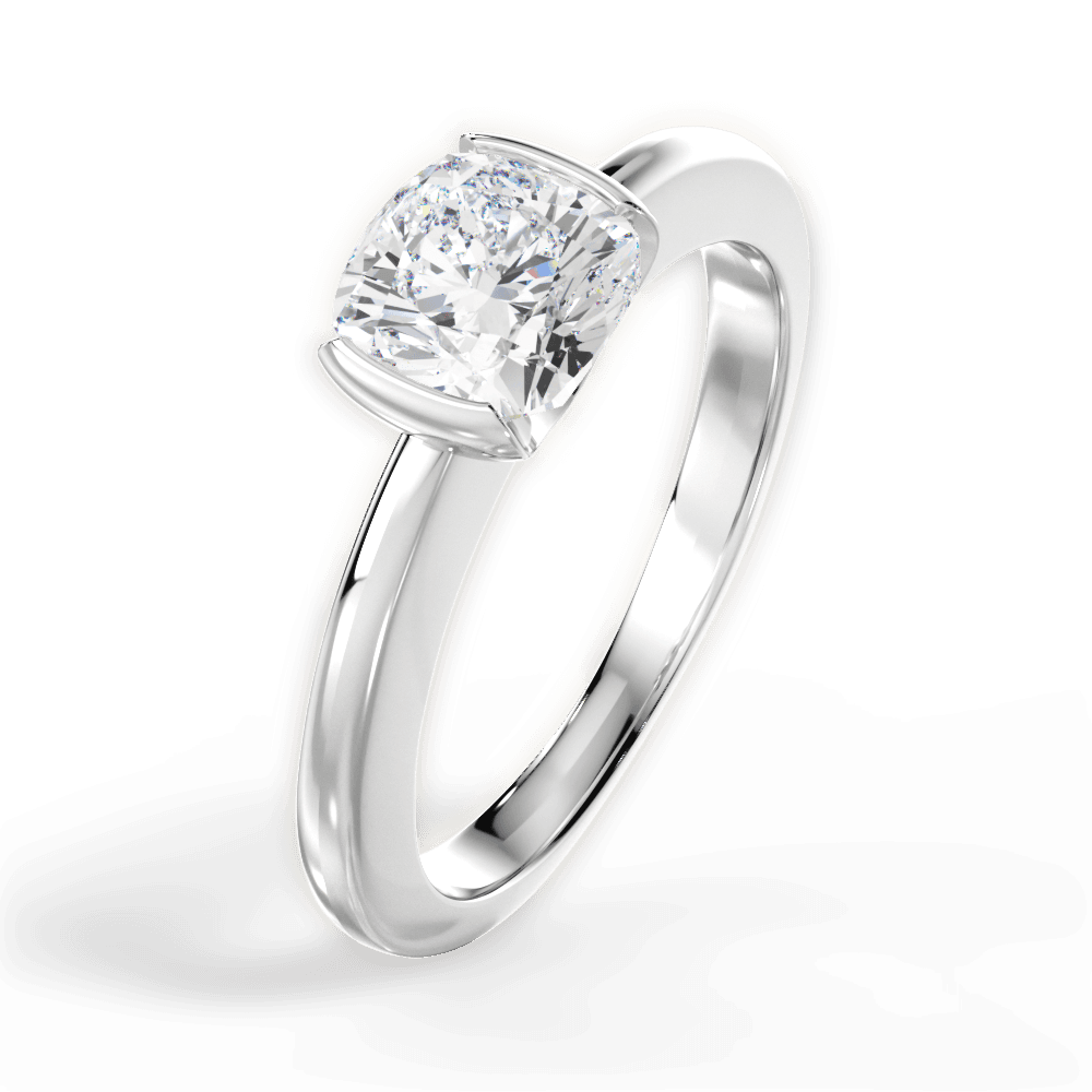 Bridget Cushion Cut Lab Grown Diamond Platinum Engagement Ring - View 2