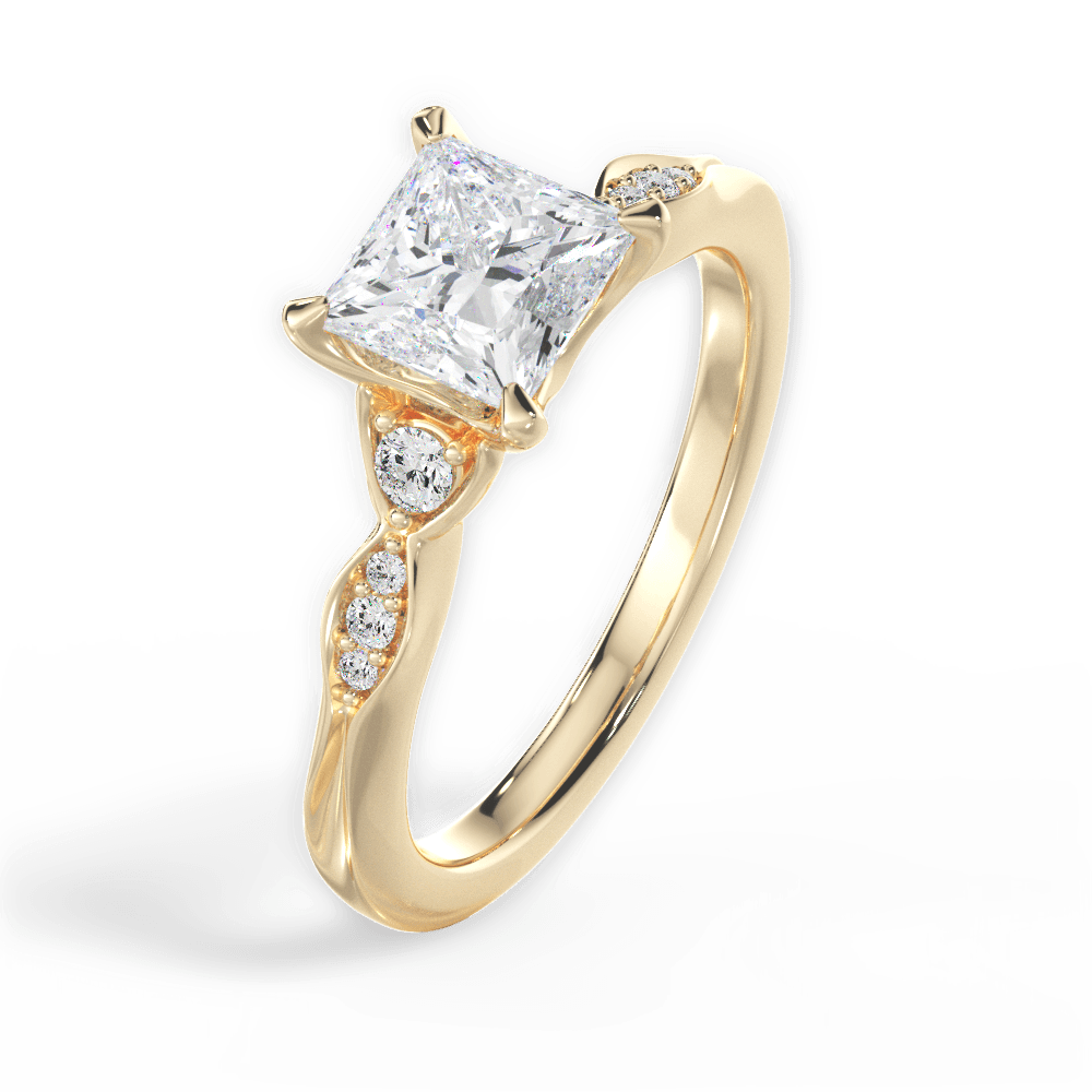 Cassie Princess Cut Lab Grown Diamond 18Kt Yellow Gold Engagement Ring - View 4