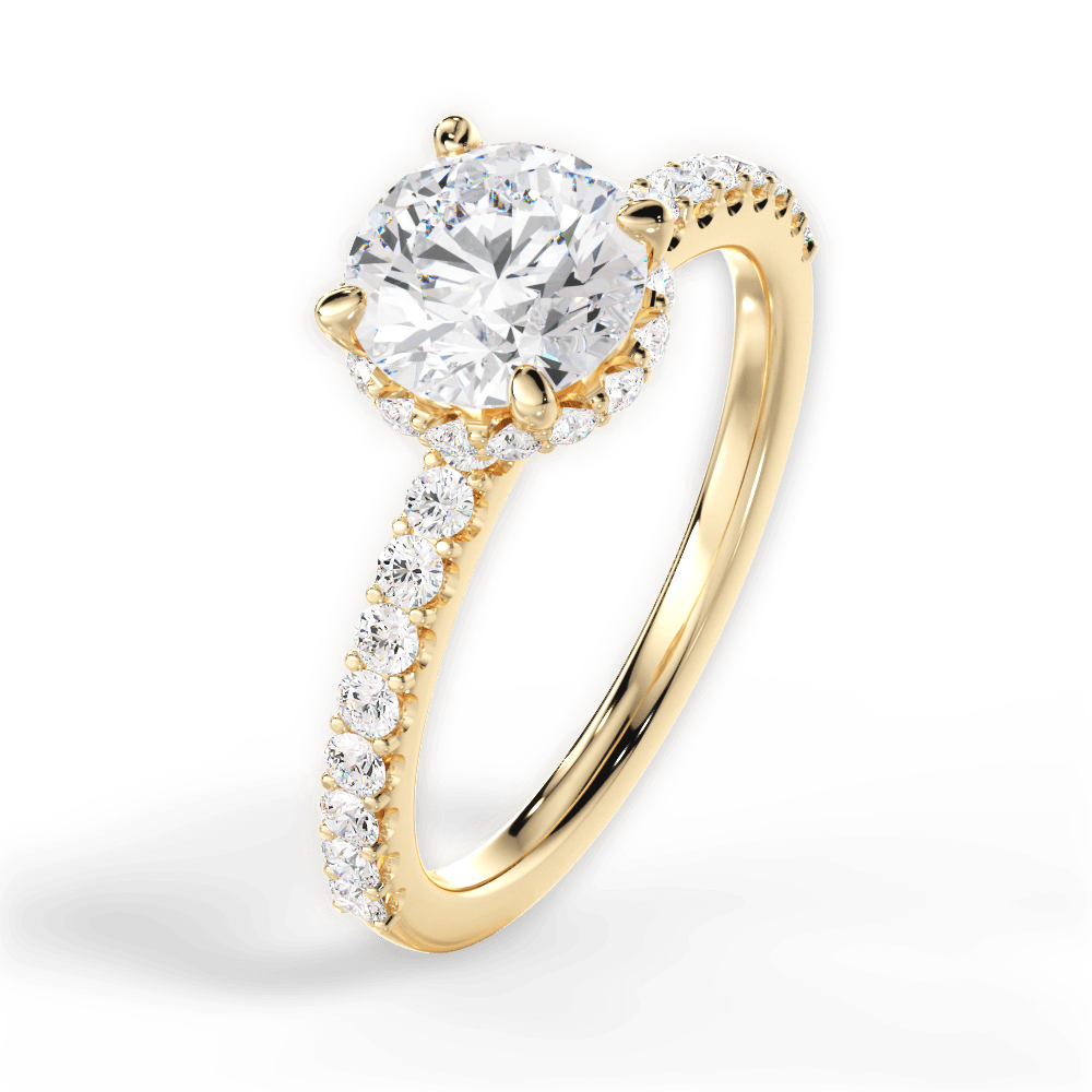 Isabella Round Cut Lab Grown Diamond 18Kt Yellow Gold Engagement Ring - View 4