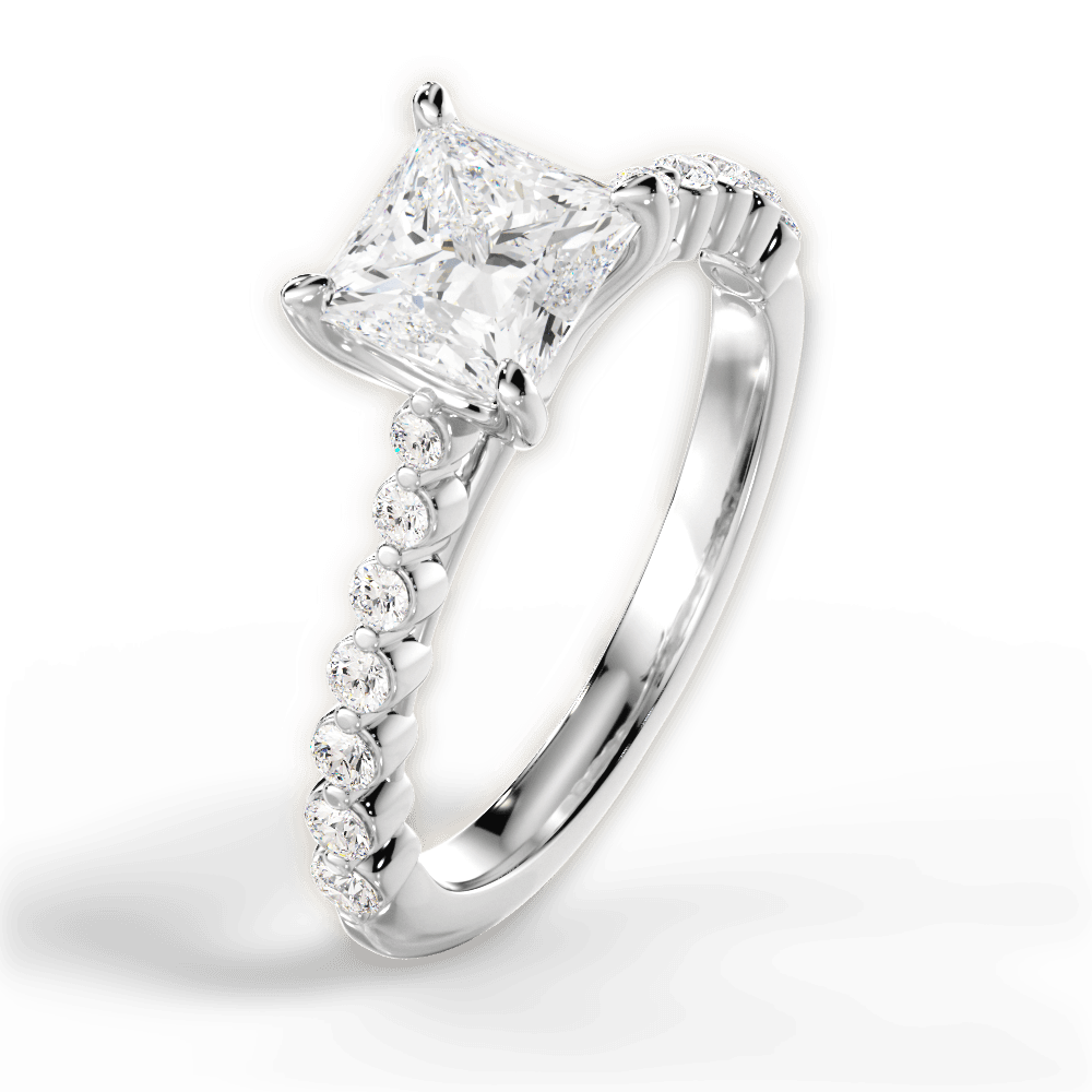 Dana Princess Cut Lab Grown Diamond 18Kt White Gold Engagement Ring - View 2