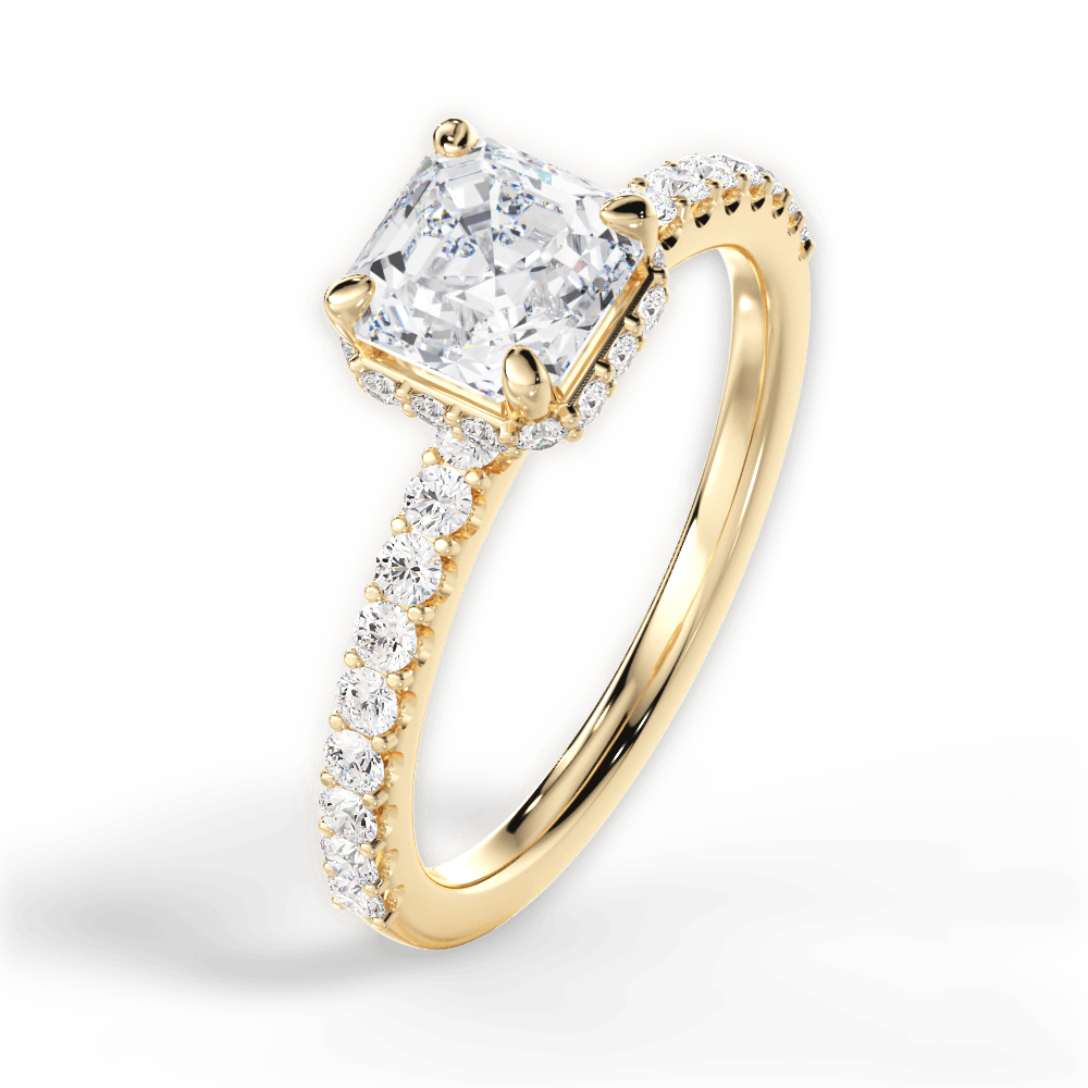 Isabella Asscher Cut Lab Grown Diamond 18Kt Yellow Gold Engagement Ring - View 2