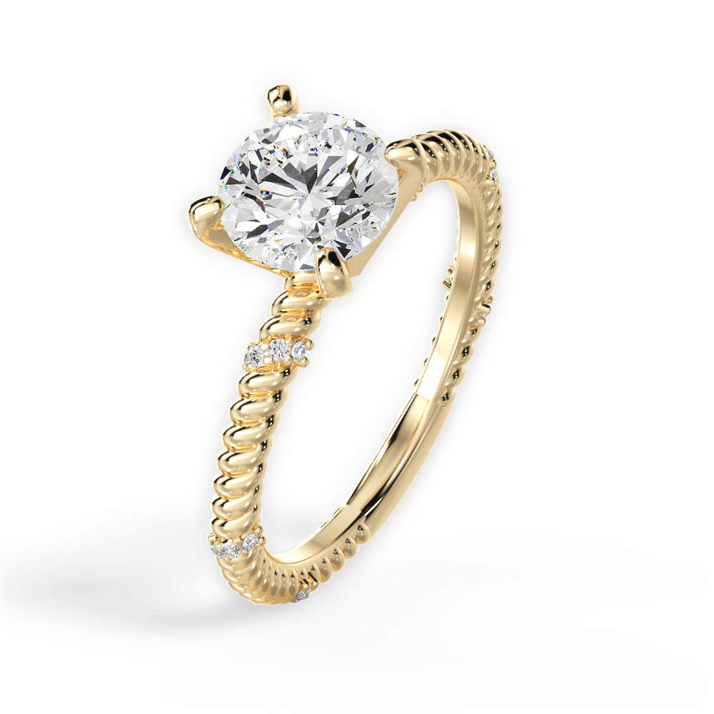 Chloe Round Cut Lab Grown Diamond 18Kt Yellow Gold Engagement Ring - View 4