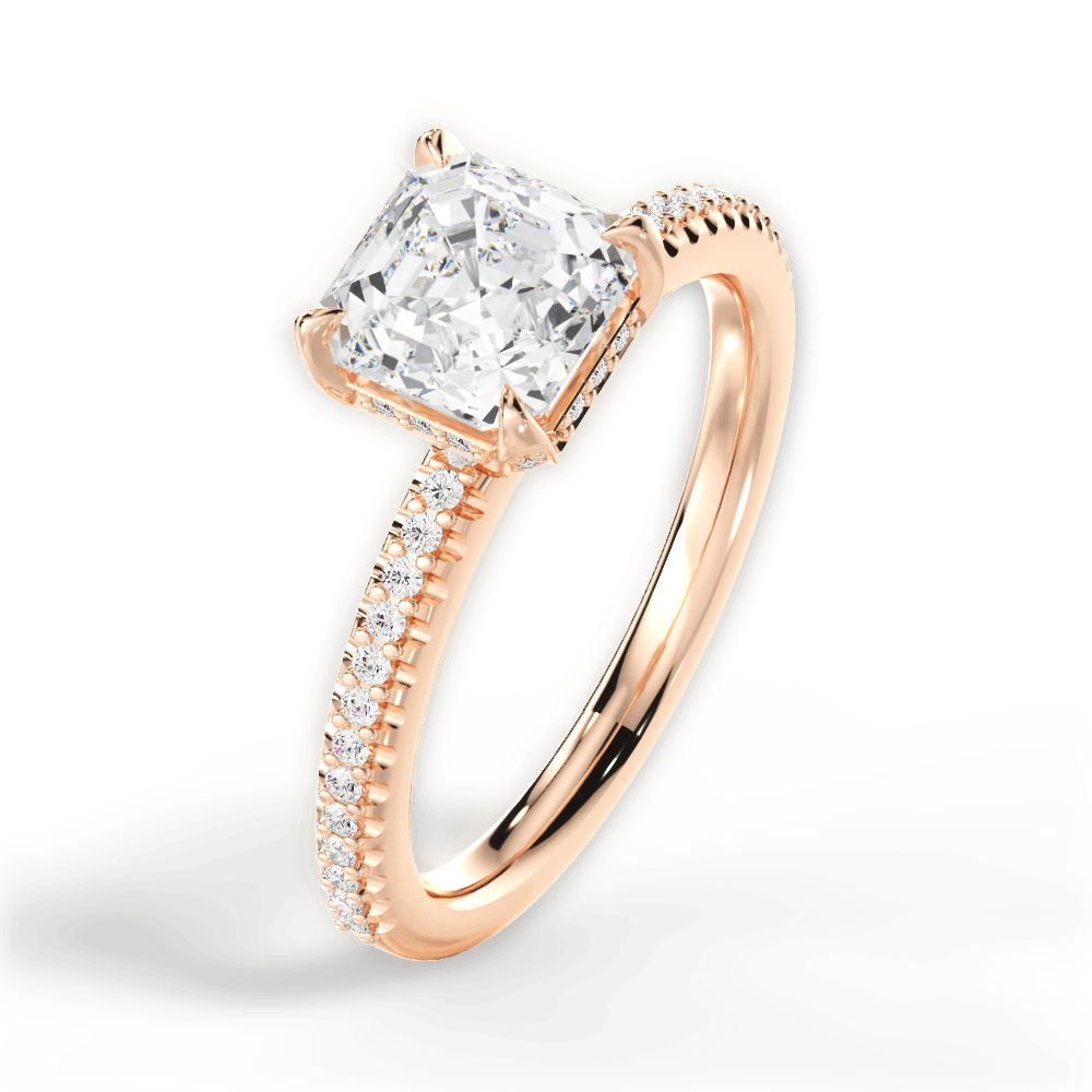Helen Asscher Cut Lab Grown Diamond 18Kt Rose Gold Engagement Ring - View 4
