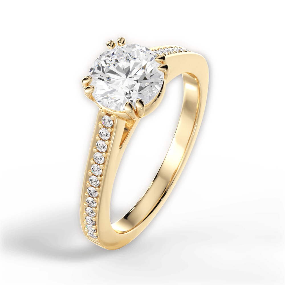 Denise Round Cut Lab Grown Diamond 18Kt Yellow Gold Engagement Ring - View 2