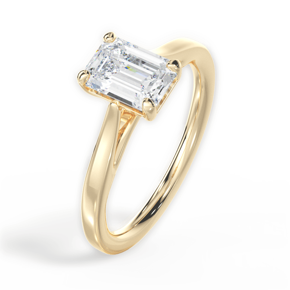 Angie Emerald Cut Lab Grown Diamond 18Kt Yellow Gold Engagement Ring - View 4