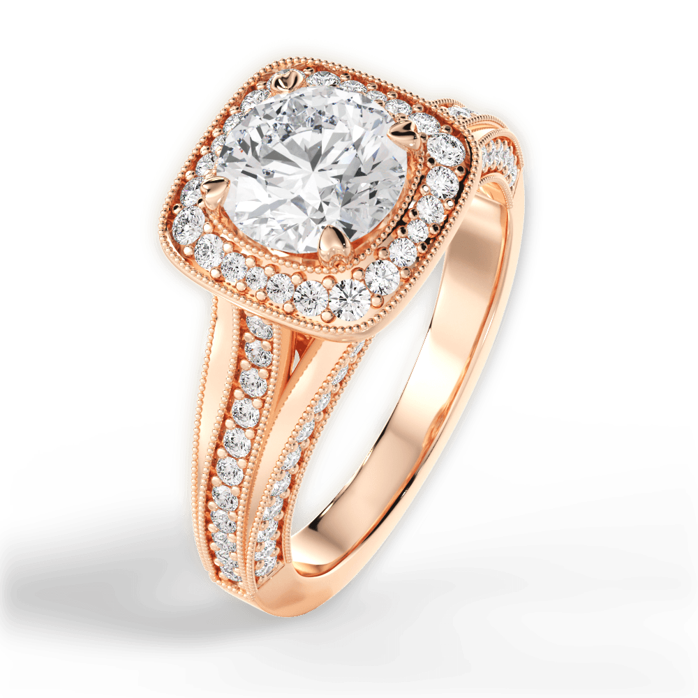 Lillian Round Cut Lab Grown Diamond 18Kt Rose Gold Engagement Ring - View 4