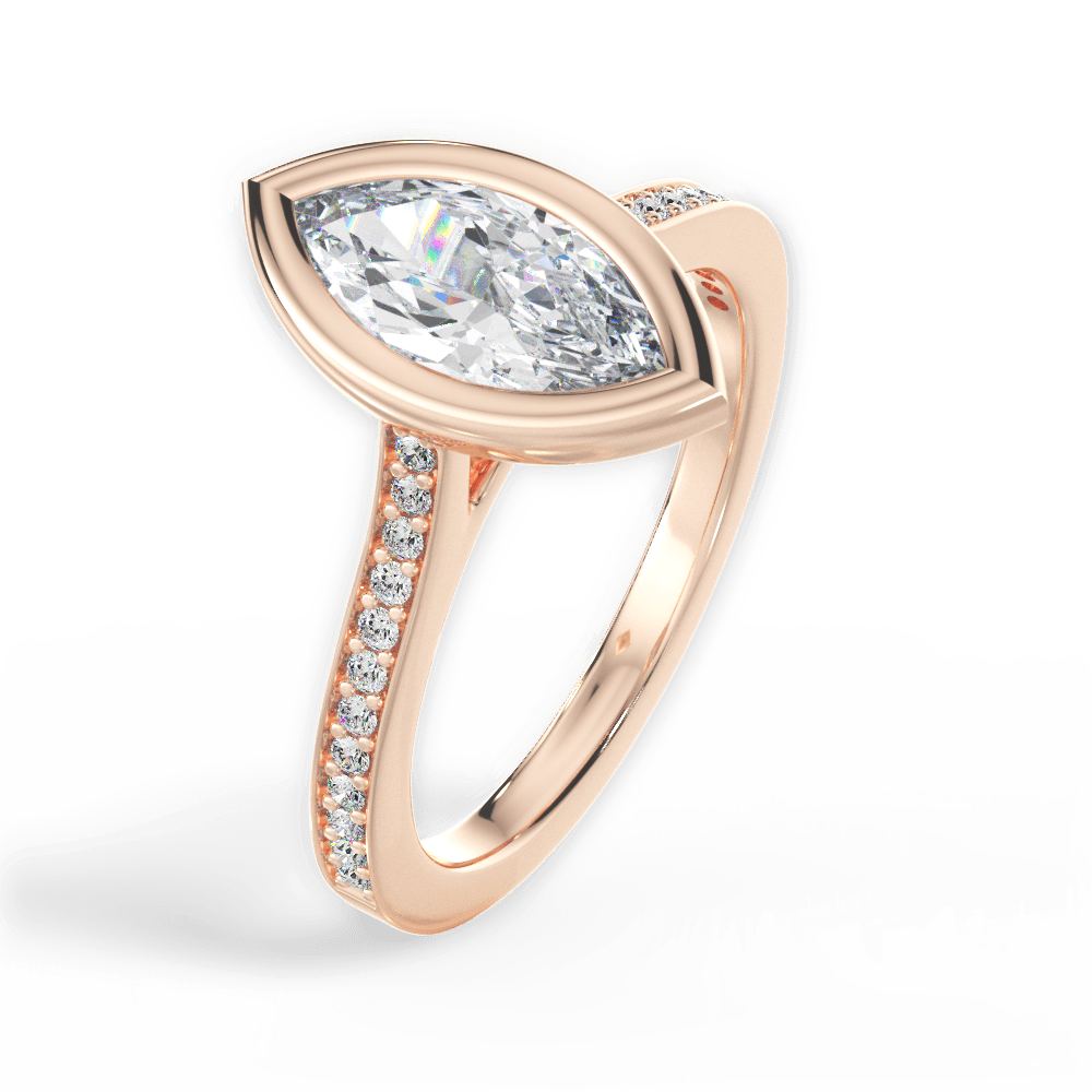 Deanna Marquise Cut Lab Grown Diamond 18Kt Rose Gold Engagement Ring - View 2