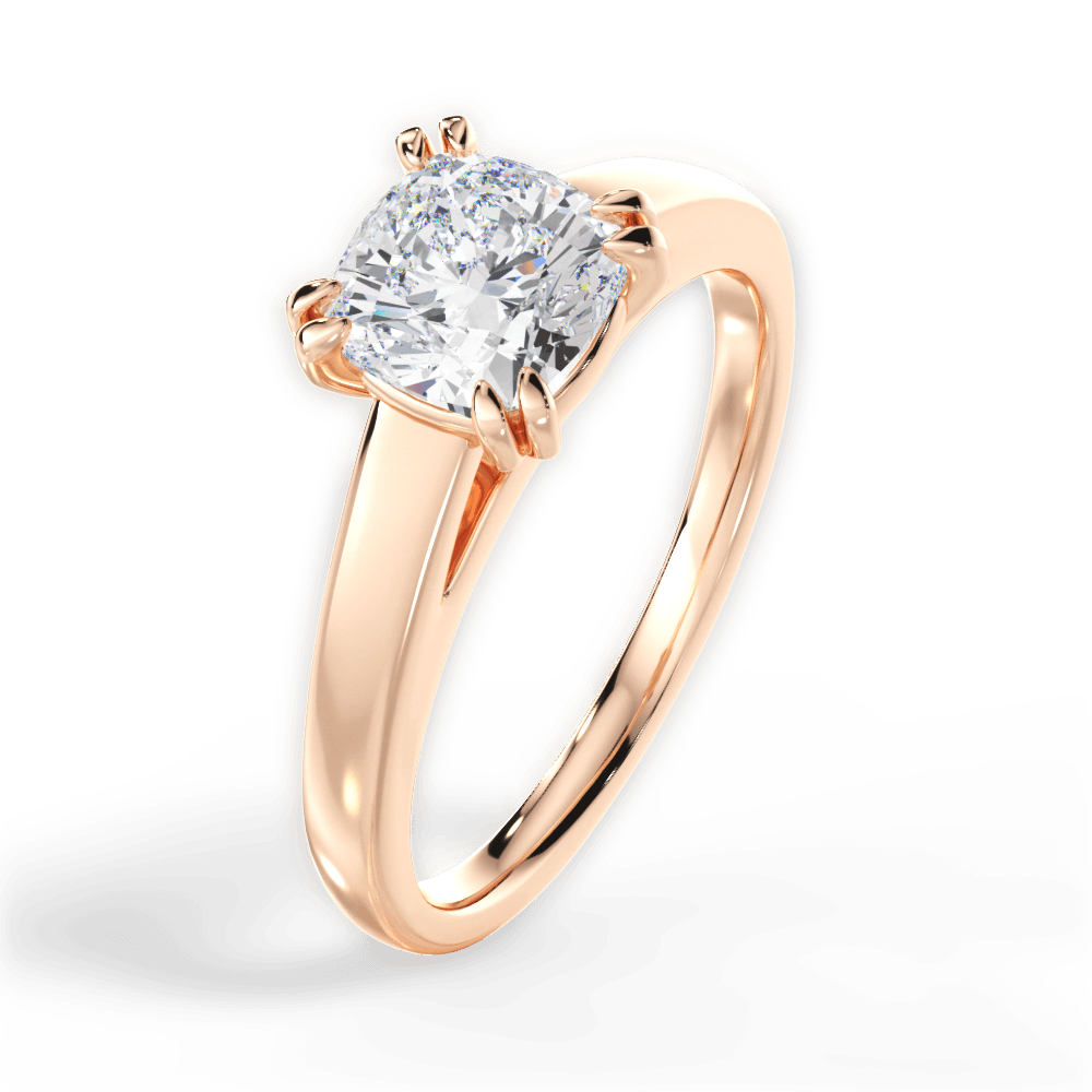 Courtney Cushion Cut Lab Grown Diamond 18Kt Rose Gold Engagement Ring - View 3