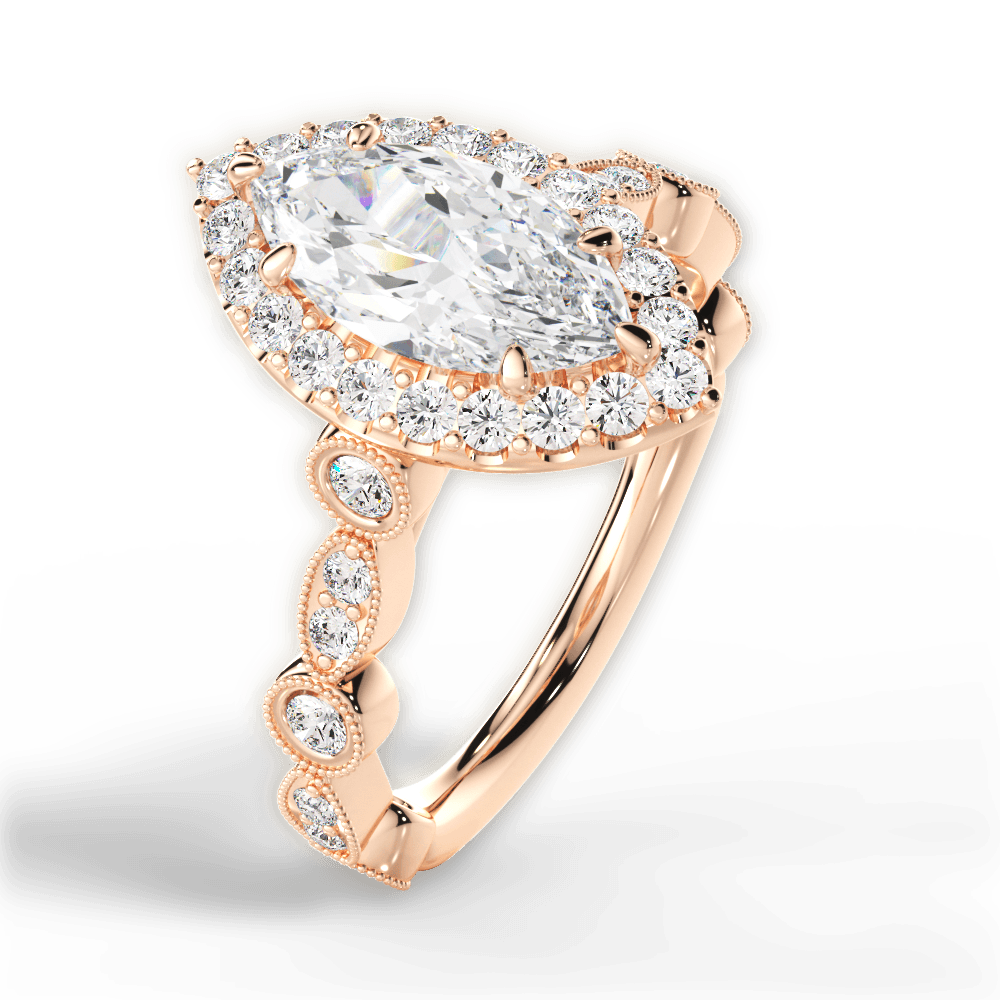 Irene Marquise Cut Lab Grown Diamond 18Kt Rose Gold Engagement Ring - View 4