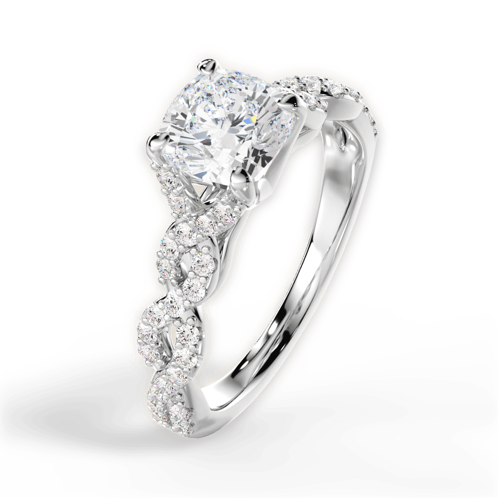 Justine Cushion Cut Lab Grown Diamond Platinum Engagement Ring - View 3