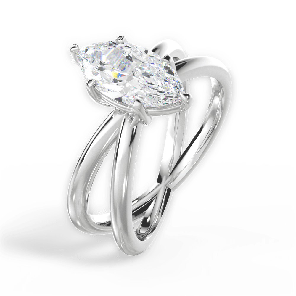 Ada Marquise Cut Lab Grown Diamond 18Kt White Gold Engagement Ring - View 2