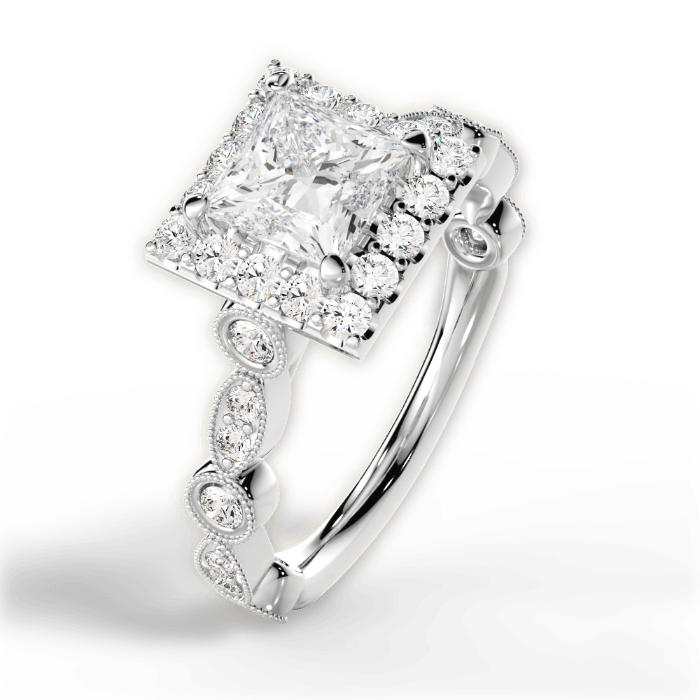 Irene Princess Cut Lab Grown Diamond 18Kt White Gold Engagement Ring - View 2