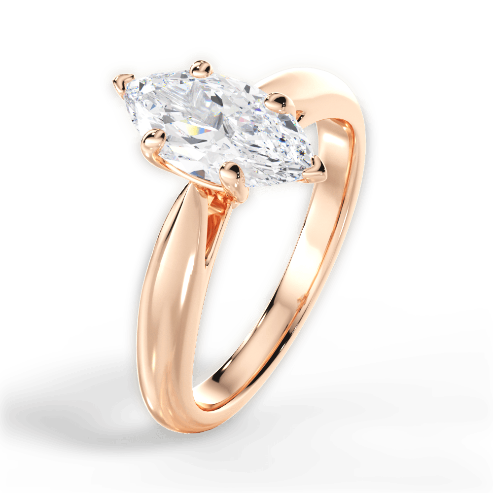 Colleen Marquise Cut Lab Grown Diamond 18Kt Rose Gold Engagement Ring - View 3