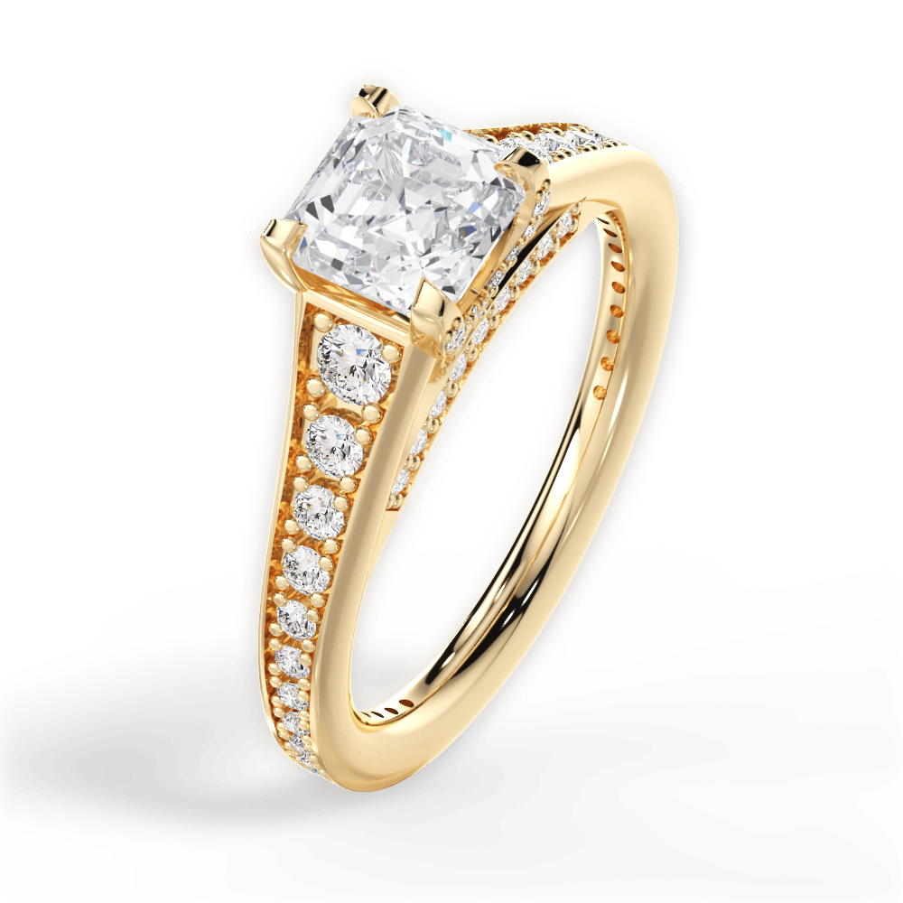 Leslie Asscher Cut Lab Grown Diamond 18Kt Yellow Gold Engagement Ring - View 3