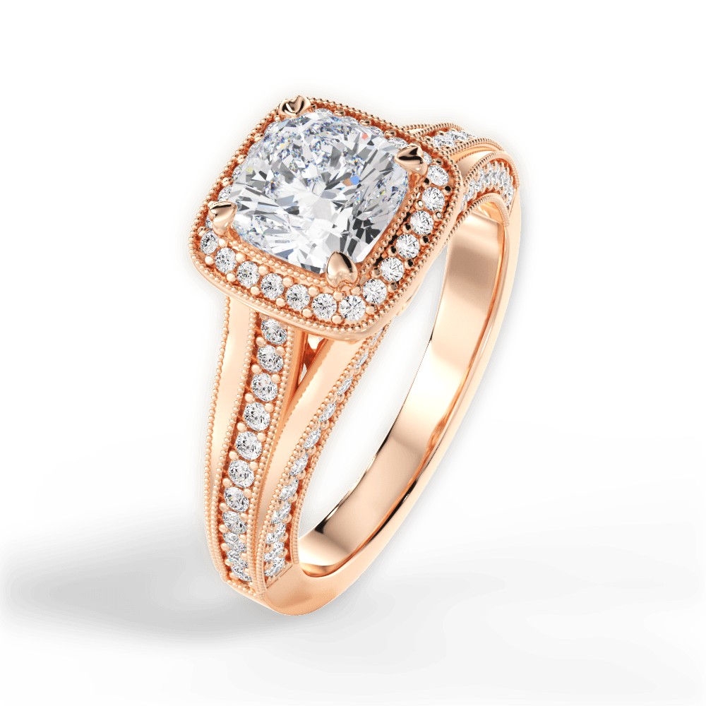 Lillian Cushion Cut Lab Grown Diamond 18Kt Rose Gold Engagement Ring - View 4