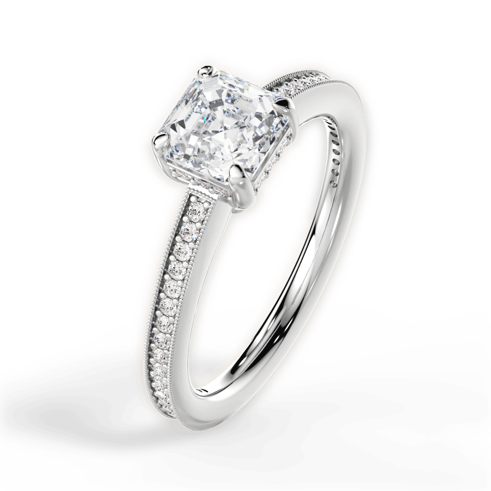 Janet Asscher Cut Lab Grown Diamond 18Kt White Gold Engagement Ring - View 4