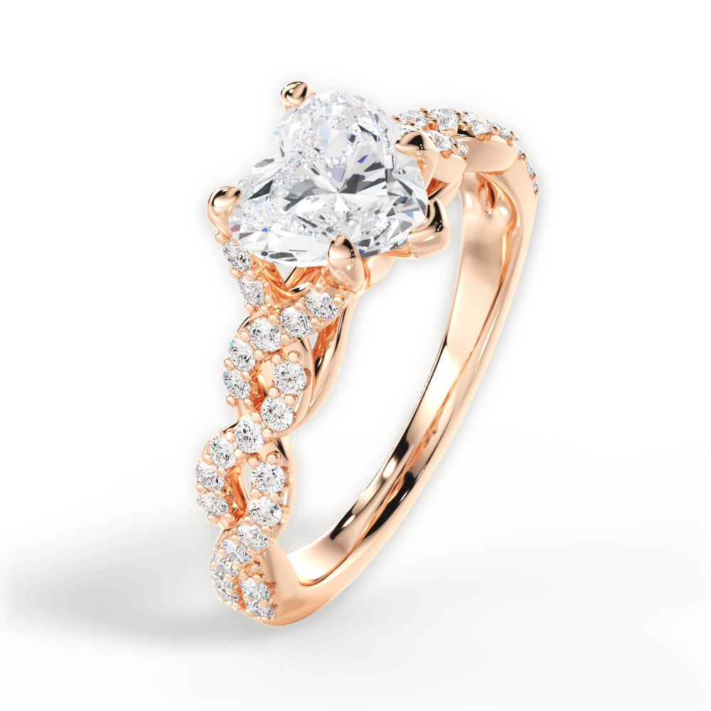 Justine Heart Cut Lab Grown Diamond 18Kt Rose Gold Engagement Ring - View 3