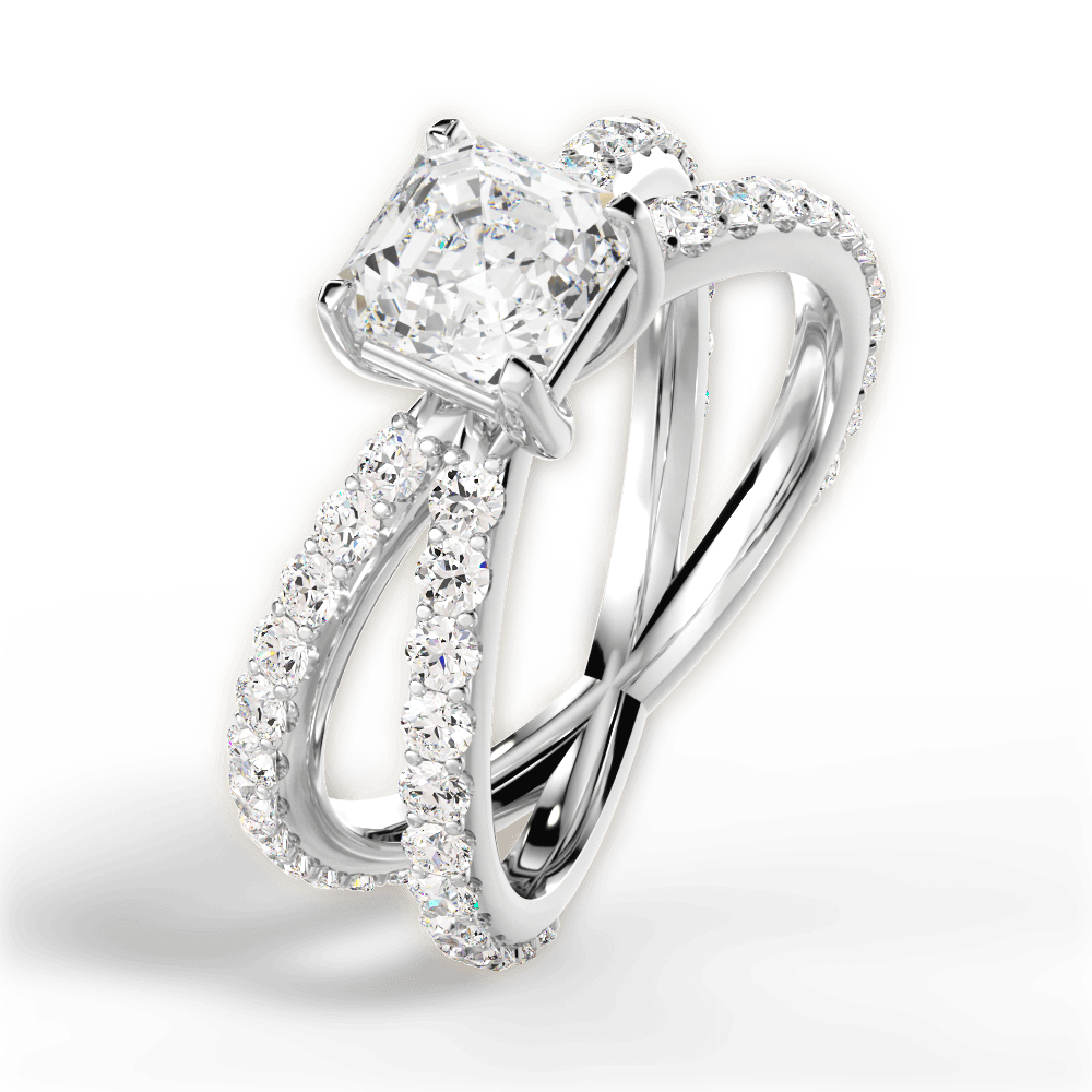 Lauren Asscher Cut Lab Grown Diamond Platinum Engagement Ring - View 2