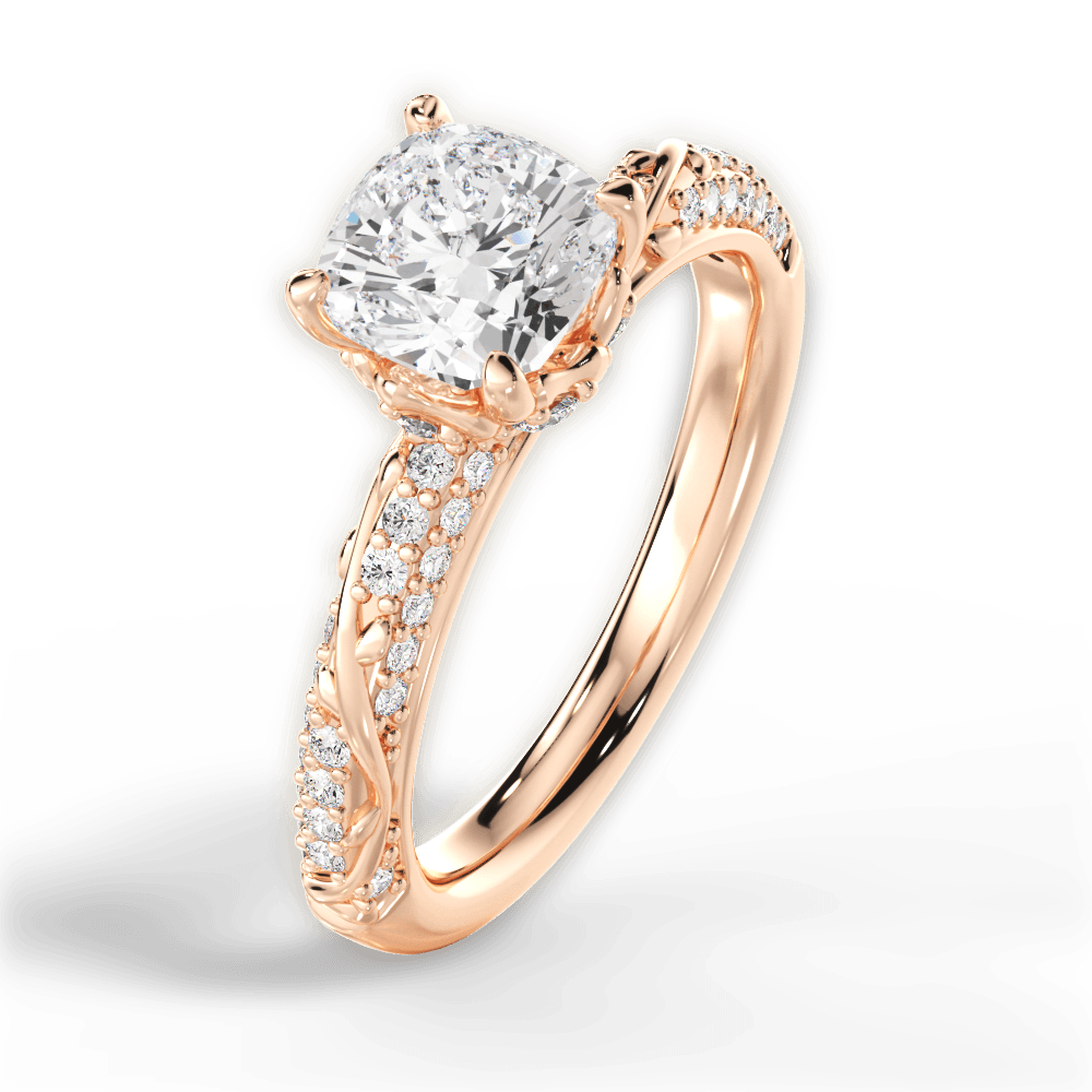 Josephine Cushion Cut Lab Grown Diamond 18Kt Rose Gold Engagement Ring - View 3