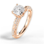 Josephine Cushion Cut Lab Grown Diamond 18Kt Rose Gold Engagement Ring - View 3