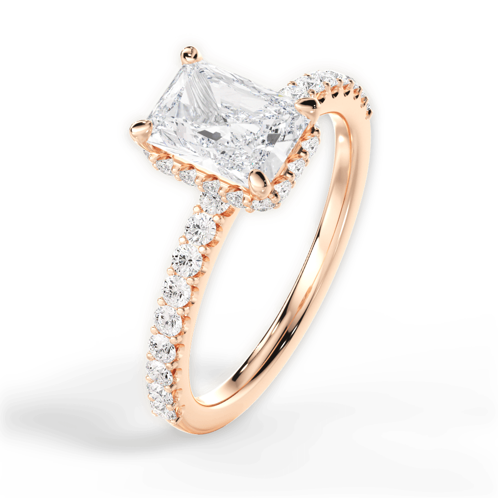 Isabella Radiant Cut Lab Grown Diamond 18Kt Rose Gold Engagement Ring - View 3