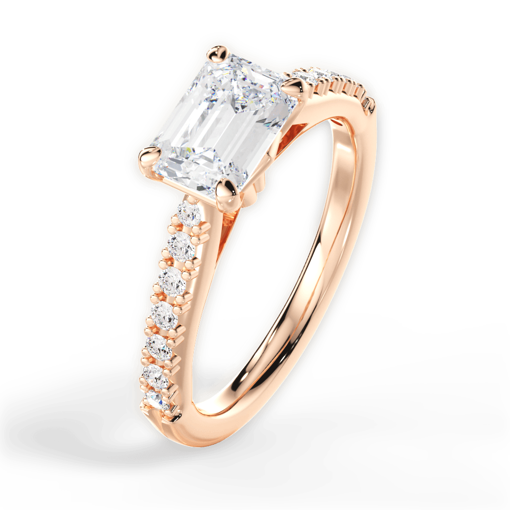 Diane Emerald Cut Lab Grown Diamond 18Kt Rose Gold Engagement Ring - View 2