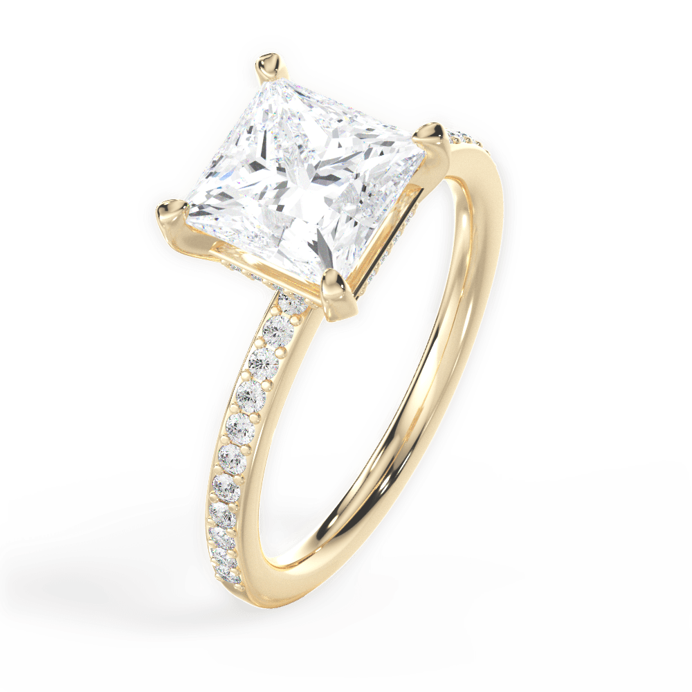 Janice Princess Cut Lab Grown Diamond 18Kt Yellow Gold Engagement Ring - View 3