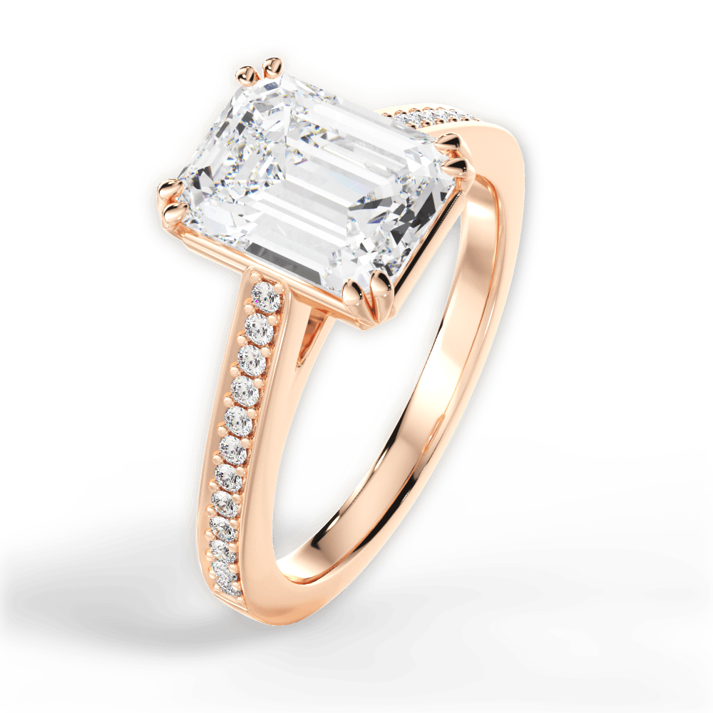 Denise Emerald Cut Lab Grown Diamond 18Kt Rose Gold Engagement Ring - View 4