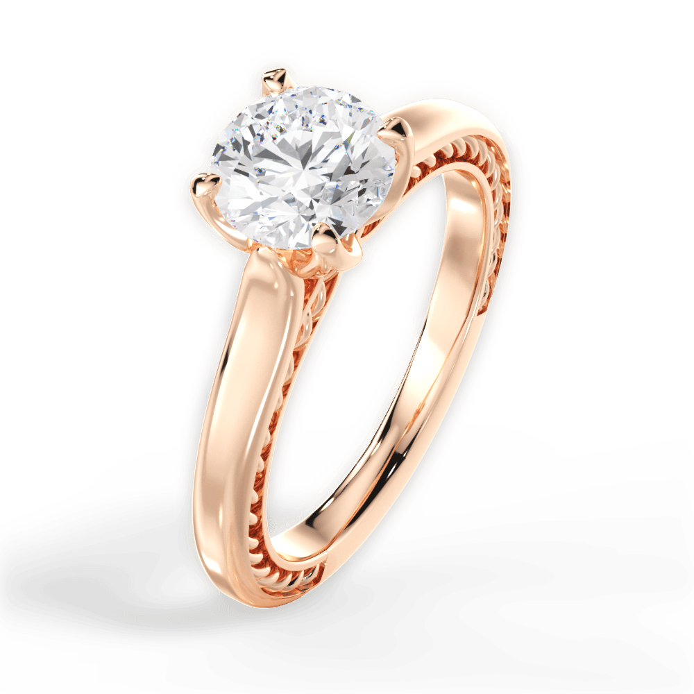 Carrie Round Cut Lab Grown Diamond 18Kt Rose Gold Engagement Ring - View 3