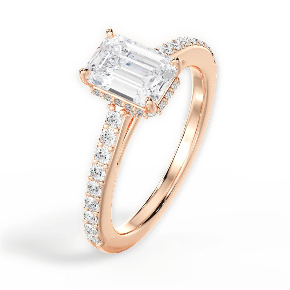 Joan Emerald Cut Lab Grown Diamond 18Kt Rose Gold Engagement Ring - View 3