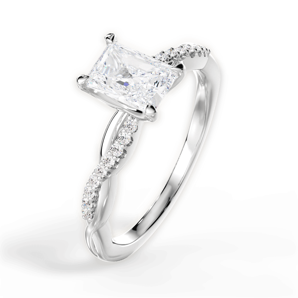 Charlotte Radiant Cut Lab Grown Diamond 18Kt White Gold Engagement Ring - View 2