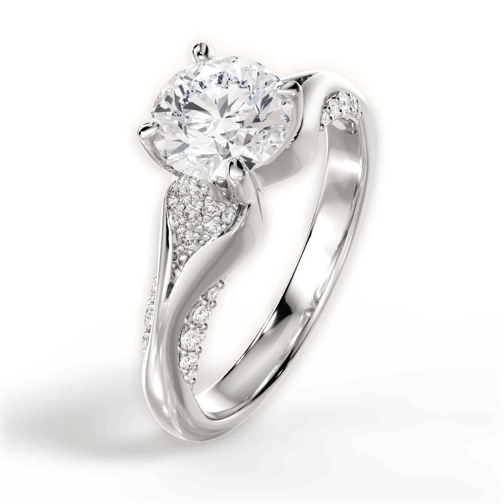 Isabel Round Cut Lab Grown Diamond 18Kt White Gold Engagement Ring - View 3