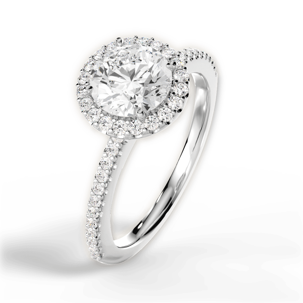 Joanne Round Cut Lab Grown Diamond 14Kt White Gold Engagement Ring - View 4