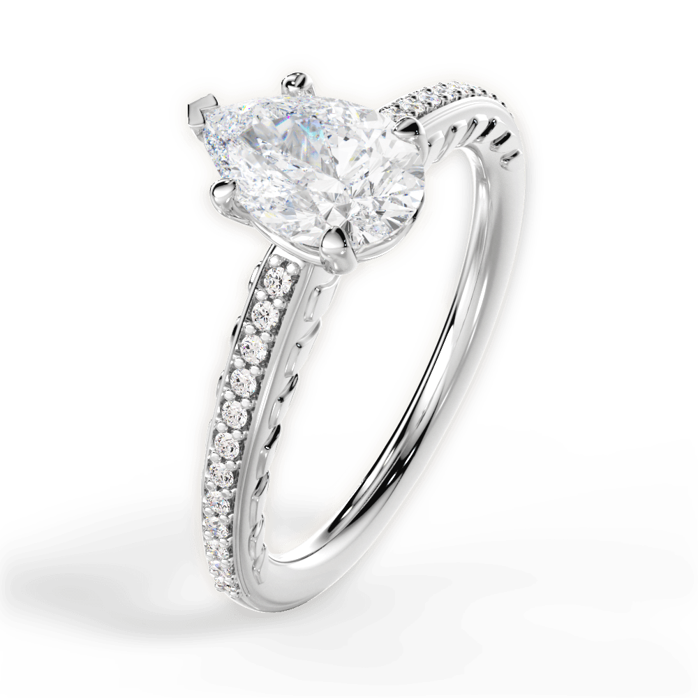Caroline Pear Cut Lab Grown Diamond 18Kt White Gold Engagement Ring - View 4