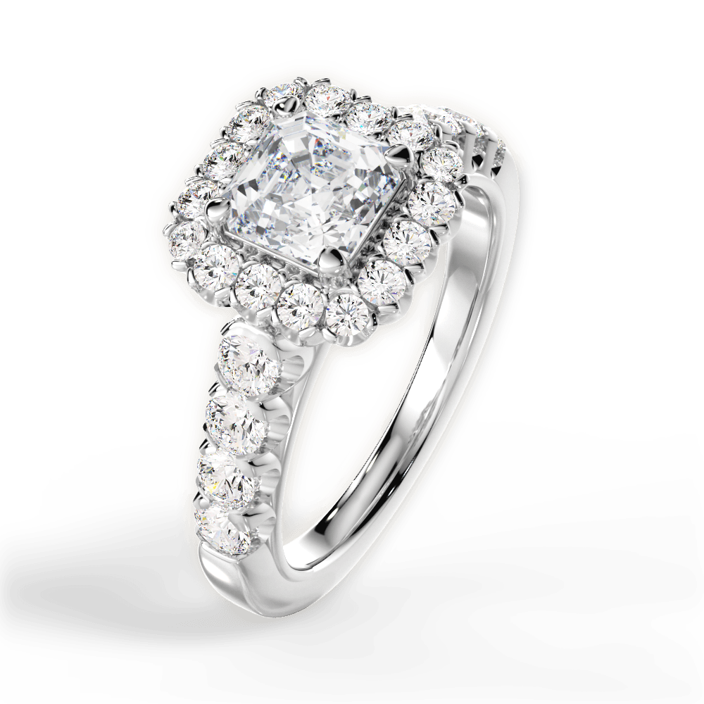 Lacey Asscher Cut Lab Grown Diamond 14Kt White Gold Engagement Ring - View 3