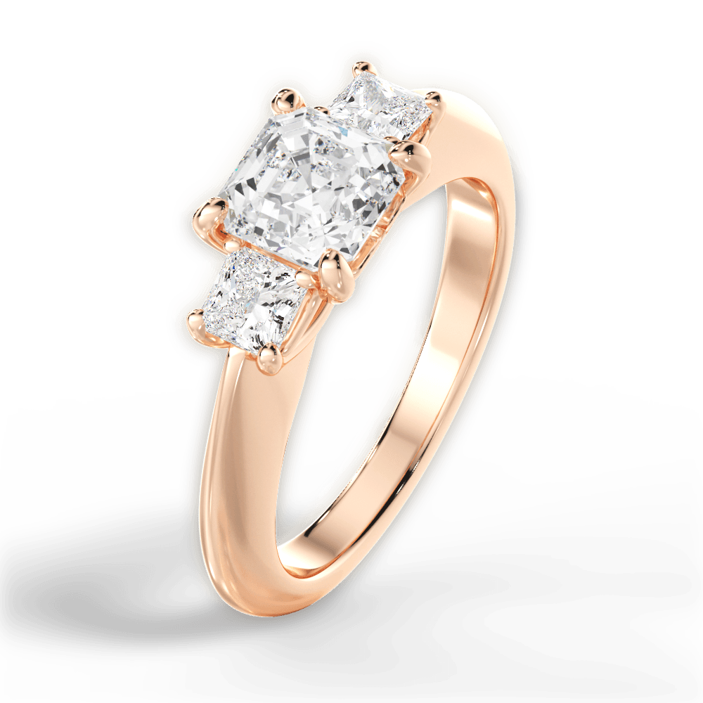 Dorothy Asscher Cut Lab Grown Diamond 18Kt Rose Gold Engagement Ring - View 3