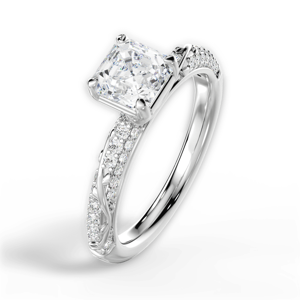 Gloria Asscher Cut Lab Grown Diamond 14Kt White Gold Engagement Ring - View 3
