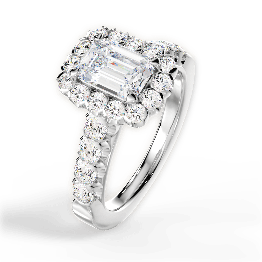 Lacey Emerald Cut Lab Grown Diamond Platinum Engagement Ring - View 3
