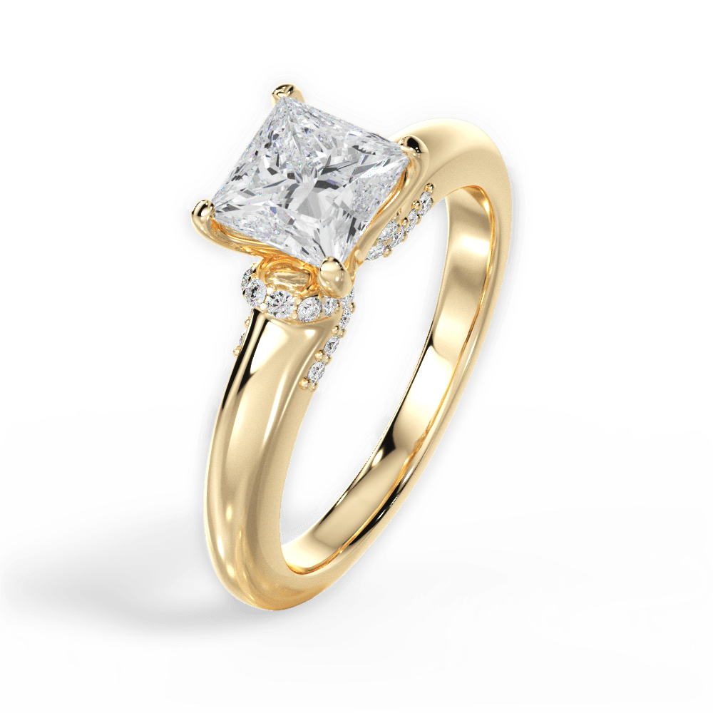 Florence Princess Cut Lab Grown Diamond 18Kt Yellow Gold Engagement Ring - View 3