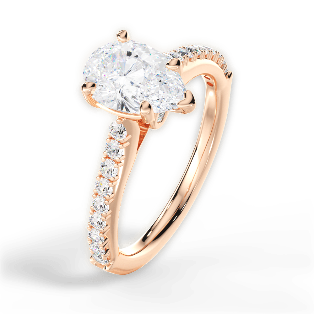 Frances Pear Cut Lab Grown Diamond 18Kt Rose Gold Engagement Ring - View 2