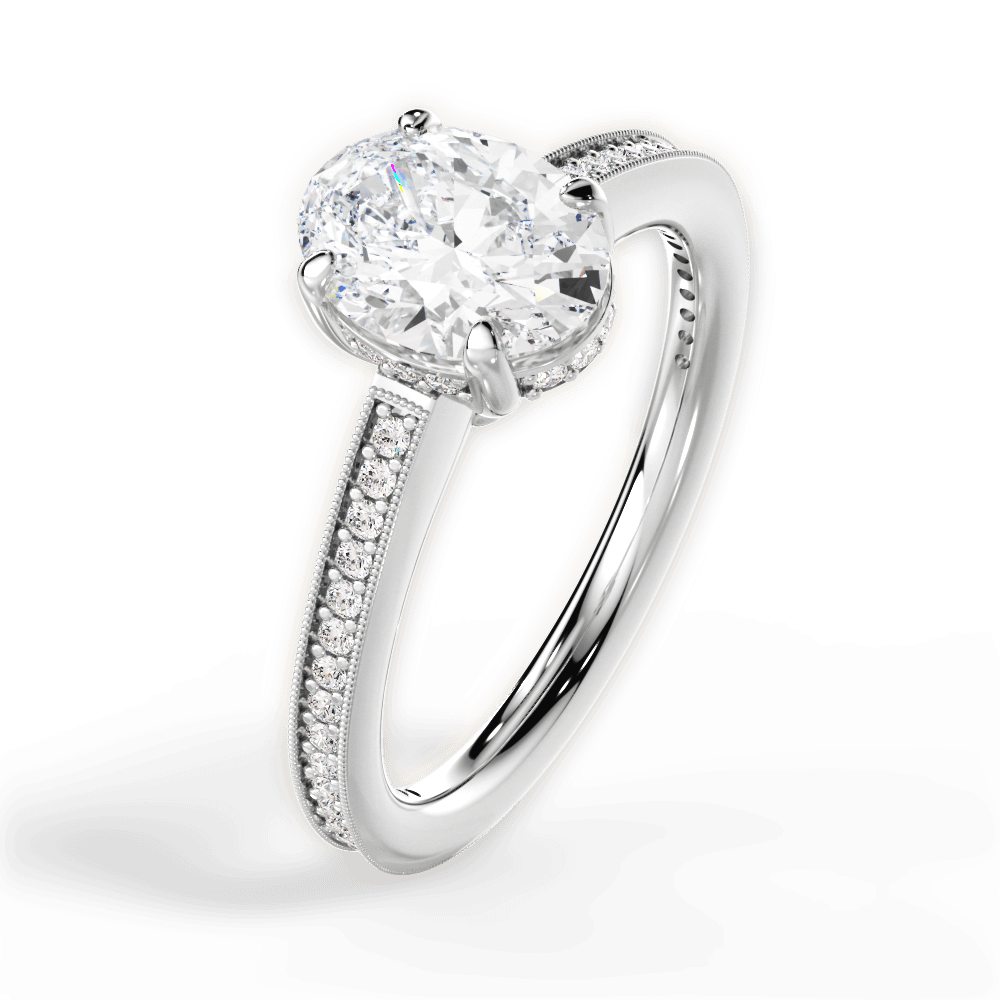 Janet Oval Cut Lab Grown Diamond 18Kt White Gold Engagement Ring - View 3