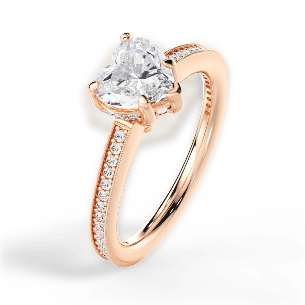 Janet Heart Cut Lab Grown Diamond 18Kt Rose Gold Engagement Ring - View 4
