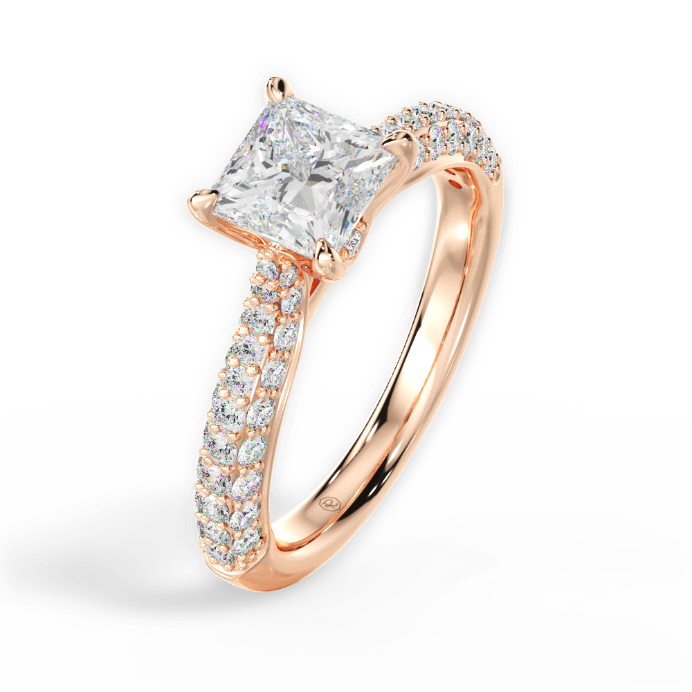 Kira Princess Cut Lab Grown Diamond 18Kt Rose Gold Engagement Ring - View 2